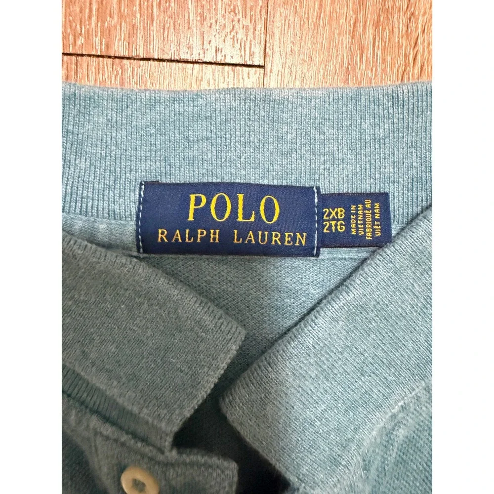Polo Ralph Lauren Mens 2XB Light Blue Short Sleeve Pique Polo Shirt Yellow Pony